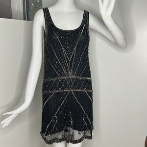 Pull&Bear Sz M Black Silver Sequins Slip On Tank Dress